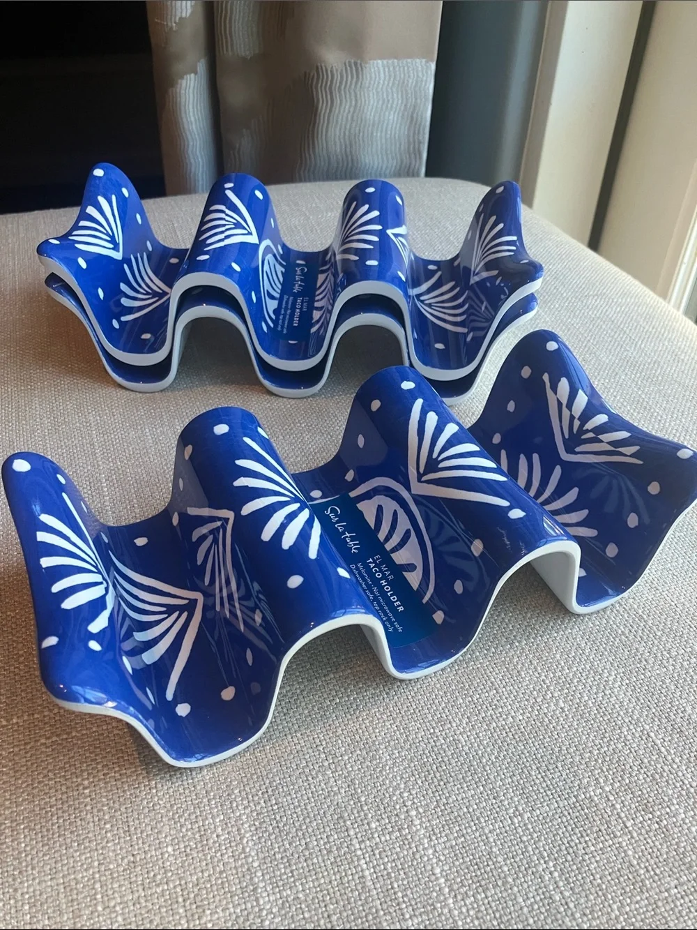 SUR LA TABLE El Mar Outdoor Melamine Taco Holder Blue Mediterranean Vibe NWT